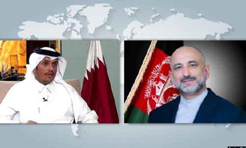 مذاکرات بین افغان‌ها محور گفت‌و‌گوی اتمر با وزیر خارجۀ قطر