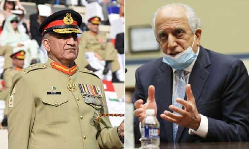 زلمی خلیلزاد با فرمانده ارتش پاکستان درباره صلح گفتگو کرد