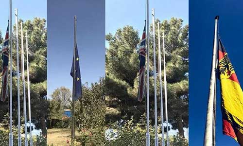اتحادیه اروپا و سه کشور دیگر  پرچم‌های‌شان را در کابل به حالت نیمه‌برفراشته درآوردند